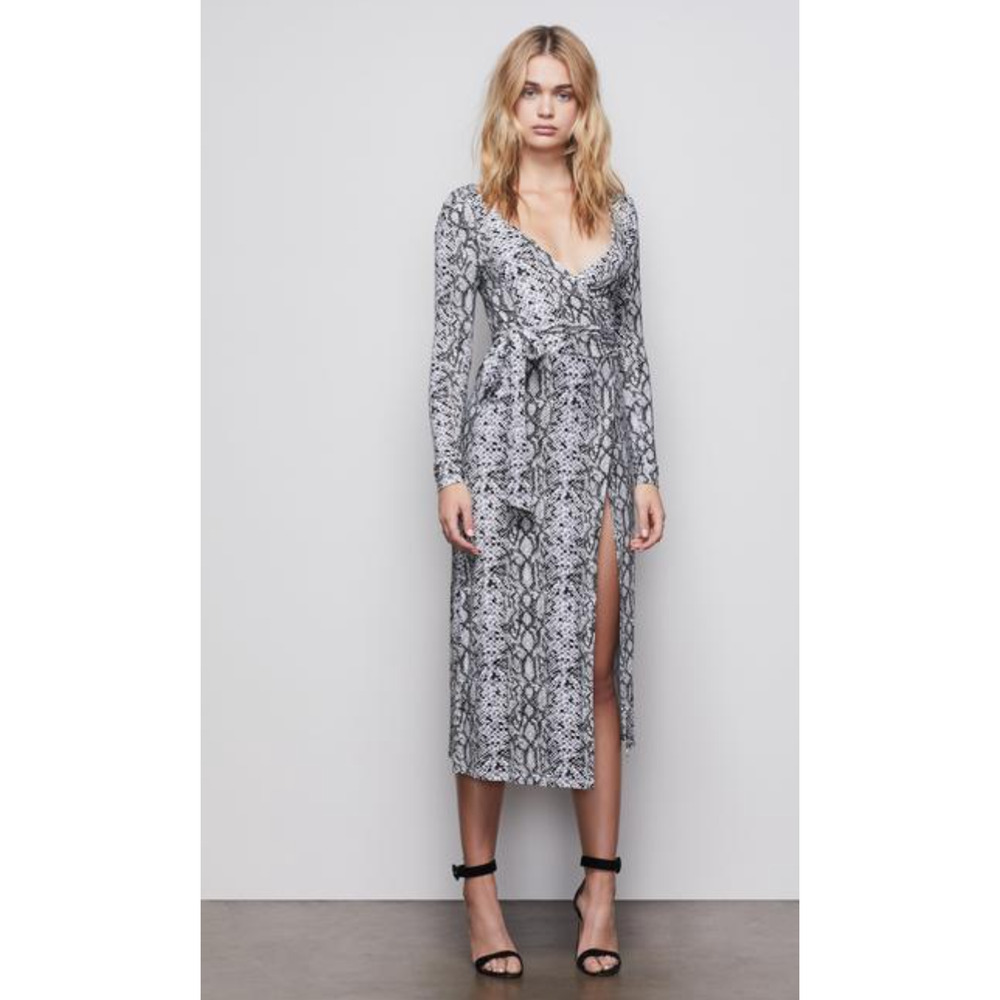 GOOD AMERICAN NWT The Runaround Animal Print Long Sleeve Wrap Dress // XS - Picture 14 of 15